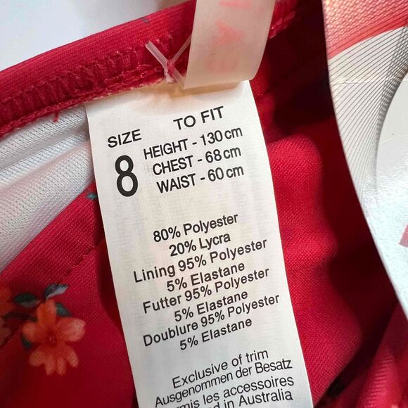 Seafolly Red Floral Print Swim Bikini Bottom Kids Girls Size 8 New - Picture 3 of 3